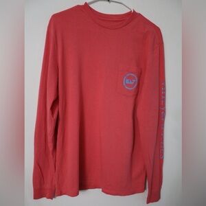 Vineyard Vines Red Long Sleeve Graphic Pocket Tee